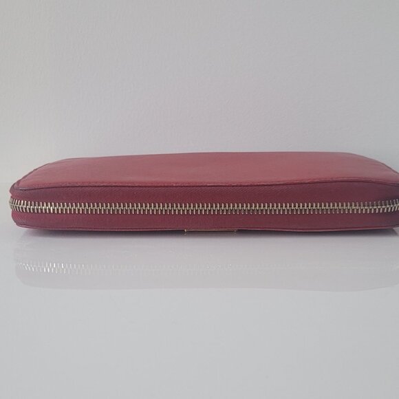 PRADA Red  Leather Zip Around Wallet - Picture 5 of 16